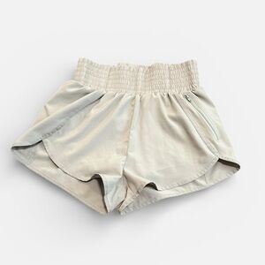 Gray High Rise Athletic Shorts Elastic Waist & Zip Pocket Size Small Like New